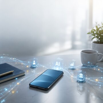 Blank smartphone for AI digital banking