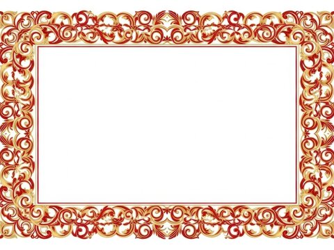 Intricate red and gold border frame