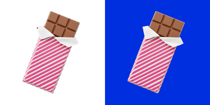 Pixel art chocolate bar in a pink and white striped wrapper for video game design elements