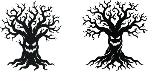 Halloween scary tree with a face on the trunk, halloween © MD NAZRUL