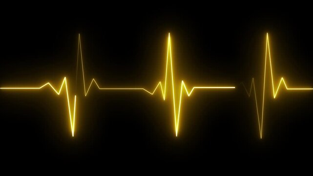 Neon heart beat line animation concept. Heartbeat and pulse rate signal. ECG heartbeat flatline Vibrant Red Electrocardiogram