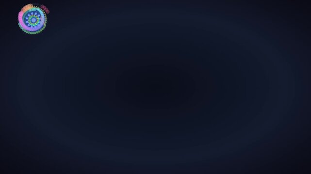 Dynamic Time-lapse Animation Of Rotating Colorful Psychedelic Mandala Pattern Against Dark Blue Background
