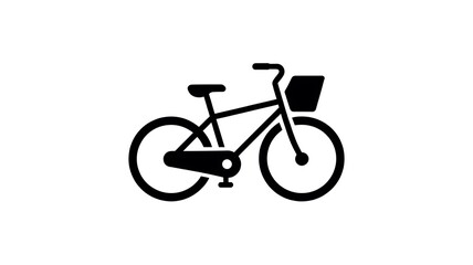 Fototapeta premium Black bicycle icon with a front basket