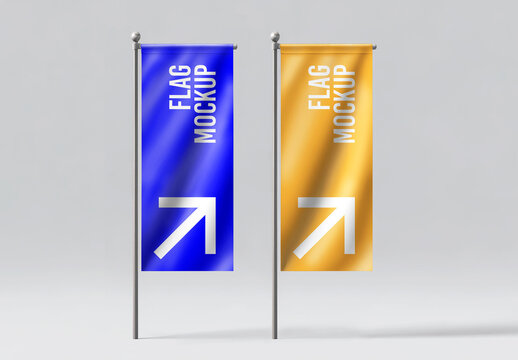 Vertical Flag Banner Mockup