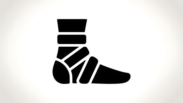 Black icon of a human foot with bandage