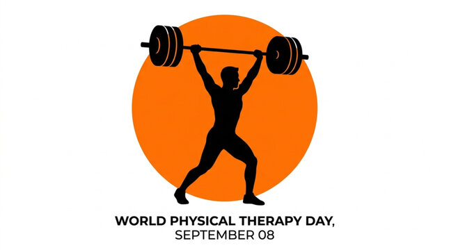 World Physical Therapy Day Weightlifter Silhouette Illustration