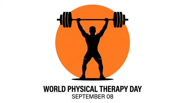 World Physical Therapy Day Weightlifter Silhouette Illustration