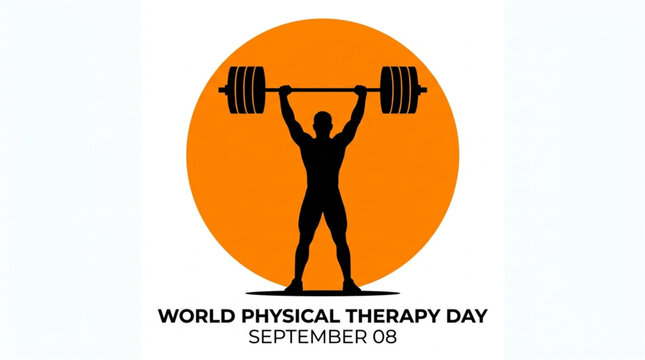 World Physical Therapy Day weightlifting silhouette illustration
