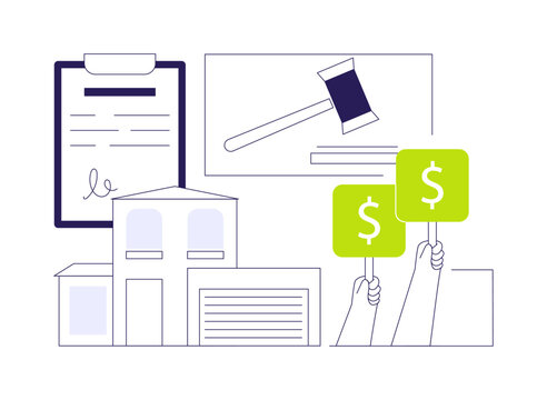 Bank auctions isolated cartoon vector illustrations.
