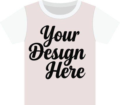 Plain pink t-shirt with white sleeves and black script your design here.
