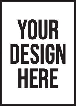 Minimalist vertical poster frame mockup with transparent background and black border design.