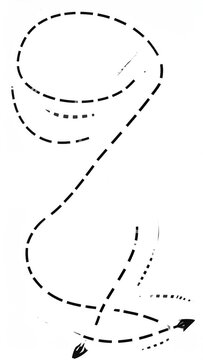 A dashed line forms a helix, twisting vertically, with arrows indicating direction