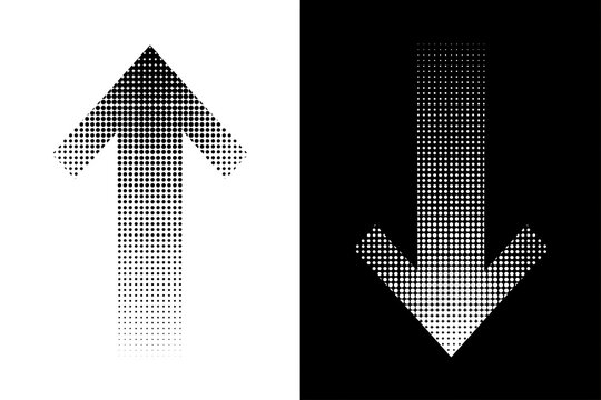 Grid textured up and down directional arrow icons with direction navigation abstract business illustration contrast