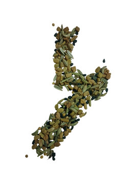 Number seven made of small dried tea leaves