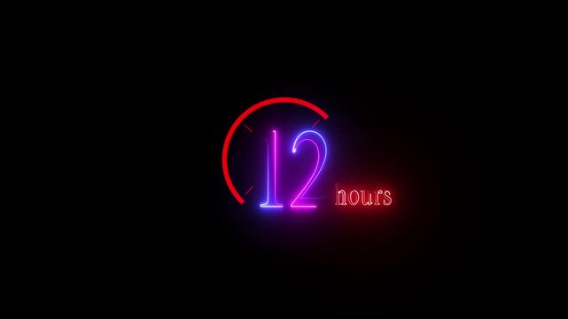 Clock 12 hours icon, isolated on transparent background with alpha channel Clock , timer time passage waiting time animation.4K