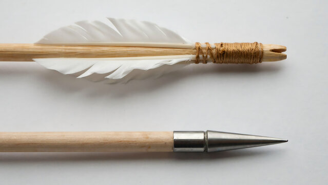 Wooden archery arrow with feather fletching traditional equipment precision practice accuracy activity recreation