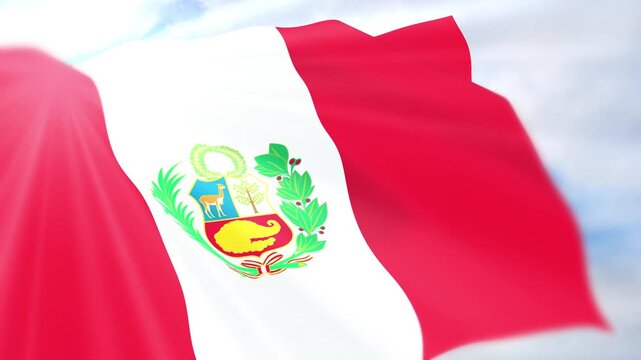 Peru Flag Seamless Loop 4k 60fps on Sky Background