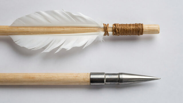 Traditional wooden arrow with feather fletching detail fletching traditional equipment precision practice accuracy activity recreation