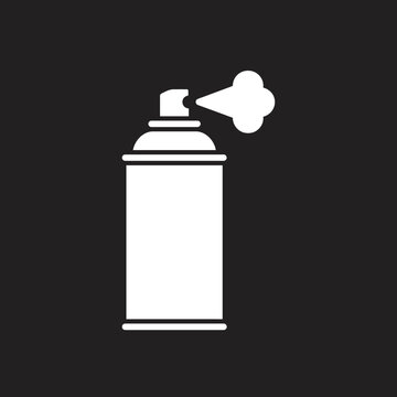 Aerosol spray can icon with mist cloud.