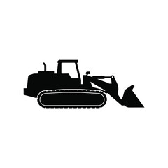 Construction bulldozer machinery side view in black silhouette against a white background silhouette dozer equipment vehicle crawler loader © Tushar02
