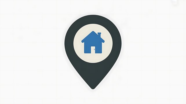 House icon inside a location map pin marker