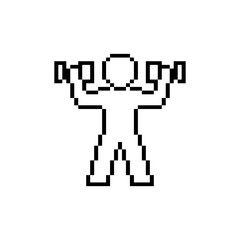 Fototapeta premium Man lifting double dumbbells pixel