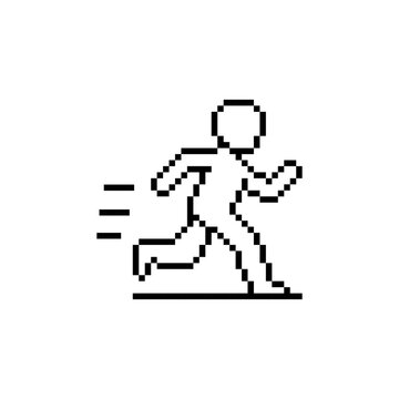 Stickman running fast dash pixel