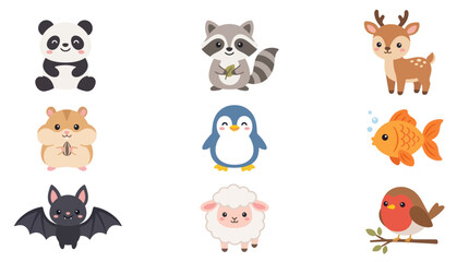 Fototapeta premium Collection of cute cartoon animals