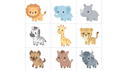 Collection of cute safari animals © Cio