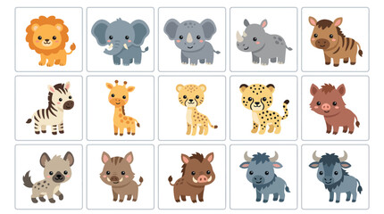 Collection of cute safari animals © Cio