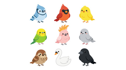 Collection of diverse cute cartoon birds © BIGO