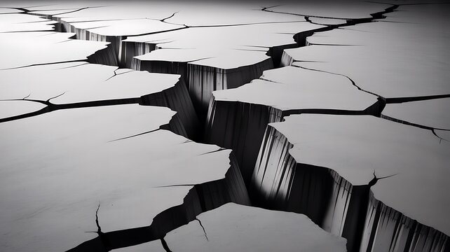 Deep crack in dry ground surface texture