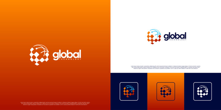 database connection network logo, smart technology services, software development, vector design illustration.