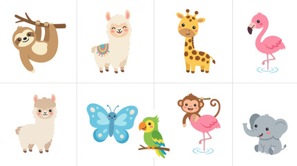 Fototapeta premium Cute animal collection flat design