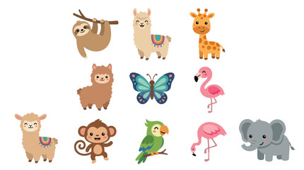 Fototapeta premium Cute animal collection flat design