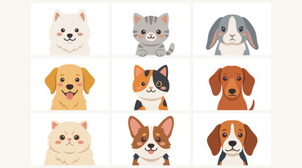 Obraz premium Cute animal faces collection