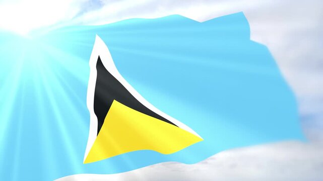 Saint Lucia Flag Seamless Loop 4k 60fps on Sky Background