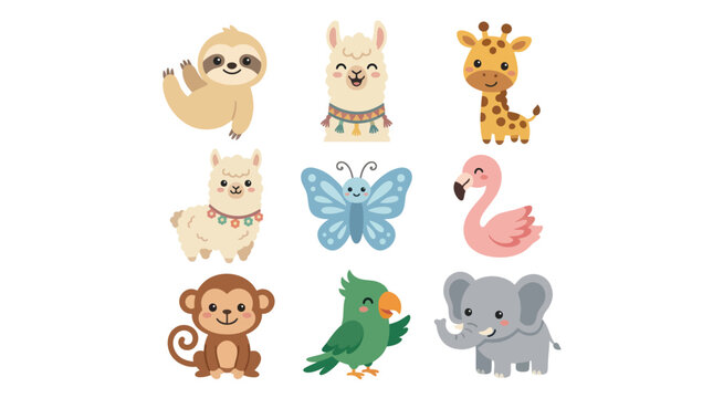 Cute cartoon animals collection
