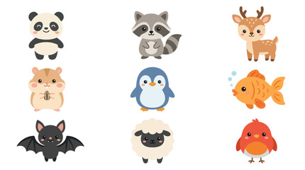 Fototapeta premium Cute cartoon animals collection