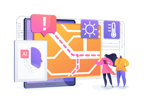 Evacuation Route Planning Grid abstract concept vector illustration.