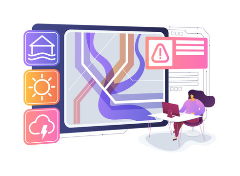 Evacuation Route Planning Grid abstract concept vector illustration.