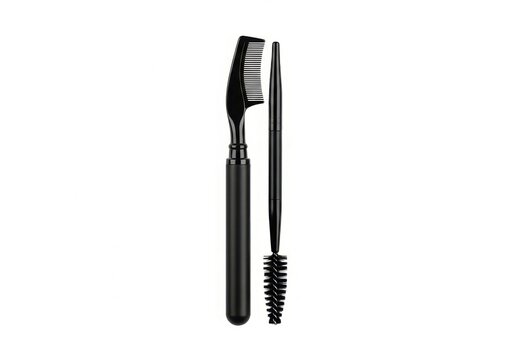 Black professional eyebrow brush and eyelash comb tool set