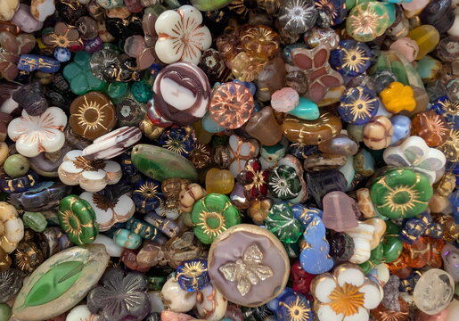 Vibrant Bohemian Glass Floral Beads Cluster