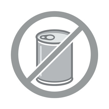 Aluminum can prohibition sign symbol icon.