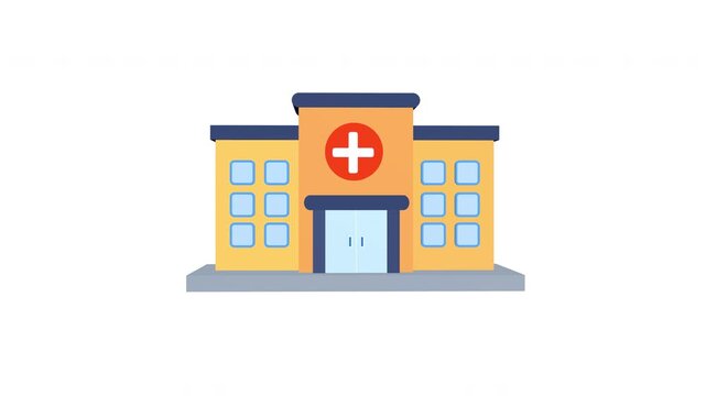 Modern 3D hospital building rotating animation transparent background