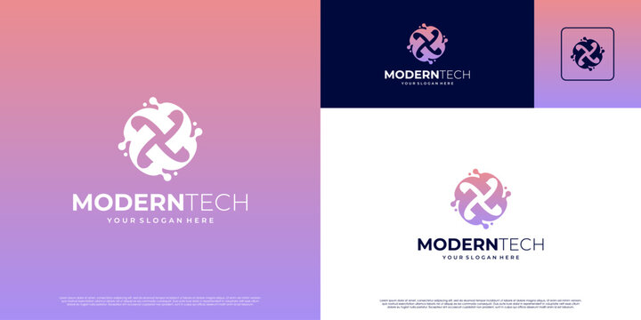 connection logo with modern abstract shape, smart technology symbol, digital service, graphic design illustration.