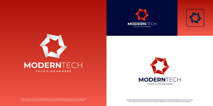 logo with modern technology concept, innovation symbol, digital system security, vector graphic design.