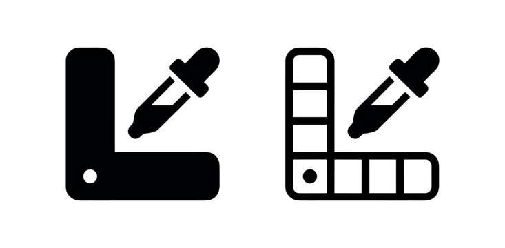 Color palette and eyedropper tool icon set for design, art, and graphic development.