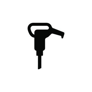 A black silhouette of a pneumatic drill against a white background simple industrial tool representation silhouette jackhammer breaker