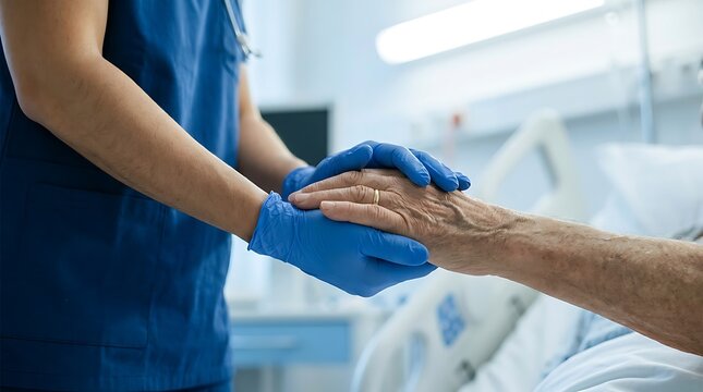 Nurse Holding Hand of Senior Patient for World Patient Safety Day